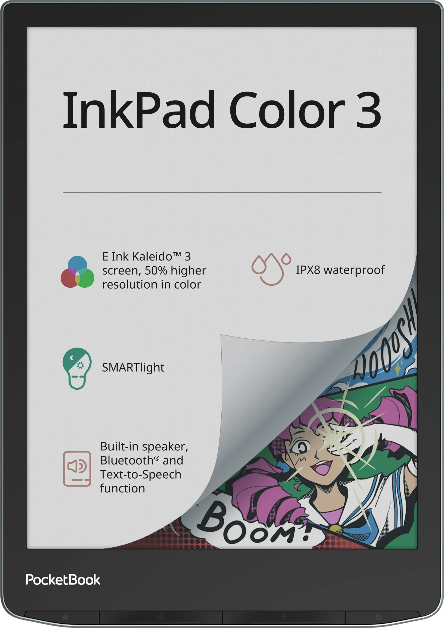 Електронна книжка PocketBook InkPad Color 3 (PB743K3), IPX8, Stormy Sea